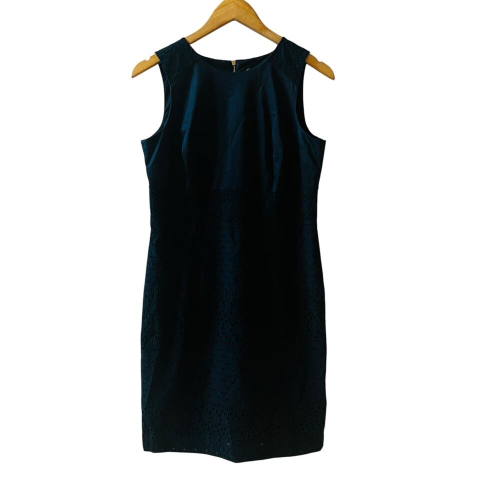 Ann Taylor Black Eyelet Sleeveless Dress Size 6 Petite